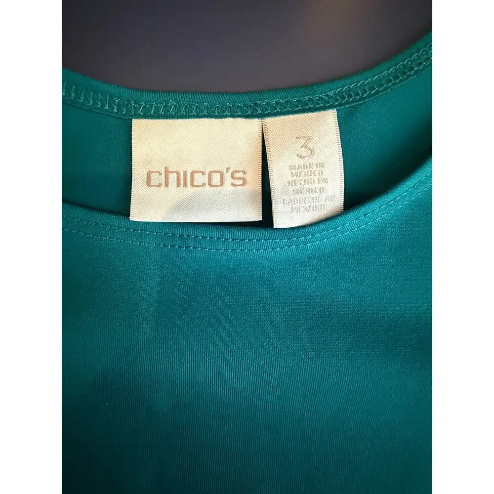 Chico’s Teal Stretch Tank Top Size 3 XL Classic Layering Basic - Picture 3 of 6
